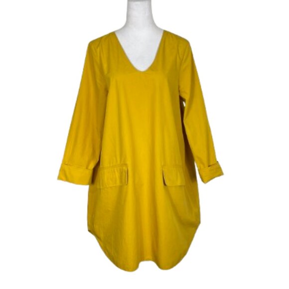 COS Women's Cotton Oversized Contemporary Dress Long Sleeve Size 12 Mustard - Picture 2 of 11